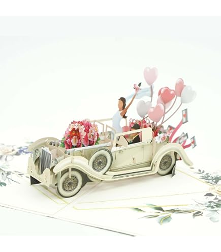 biglietto di matrimonio pop-up 3D con arco di fiori di rosa