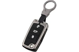 Sucxyor Kompatibel mit Volkswagen Schlüsselhülle VW Golf 4/5/6 Polo Up Jetta Bora Zinklegierung Autoschlüssel Hülle Passat T*iguan Skoda Seat Leon Schlüssel Cover Schutzhülle mit Schlüsselanhänger