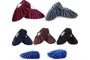 Yueser 6 paia Copriscarpe Antiscivolo in Flanella Riutilizzabili Copriscarpe Antipolvere per Famiglia Laboratorio Ufficio (6 Colori)