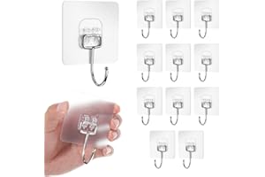 FISYNUG 12pcs Adesivi Trasparenti Appendi Accappatoio Bagno Gancio Autoadesivo Ganci da Parete Massimo 20 kg,Ganci Grande Forti Senza Cuciture per Bagno Cucina Soggiorno