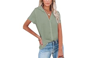 NONSAR Chemisier femmes - Col en V - Chemises élégantes à manches longues - Décontracté - Pour le travail - Hauts avec boutons