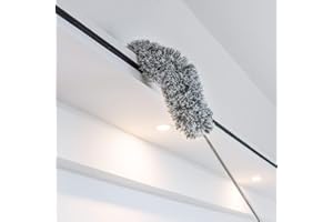 HJHY Upgraded Microfiber Duster with Extension Pole with Protective Head Cap -No Scratch to Ceiling,Extra Long 100 inches Feather Duster for Cleaning High Ceiling Fan,Interior Roof,Cobweb,Gap Dust