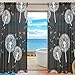 Produktbild FFY Go Sheer Voile Fenster Vorhang Pusteblume bedrucktes Weiches Material für Schlafzimmer Wohnzimmer Küche Decor Home Tür Dekoration 2 Felder Schwarz 198,1 x 139,7 cm
