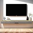 Pmnianhua Floating TV Unit, 59'' Wall Mounted TV Cabinet, Floating Shelves with 2 Drawers and 1 Door, Modern Entertainment Media Console Center Large Storage TV Bench for Living Room (150cm/Dark Grey)