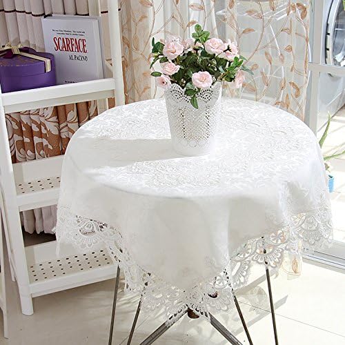 White lace tablecloth for round table wedding party home and kitchen