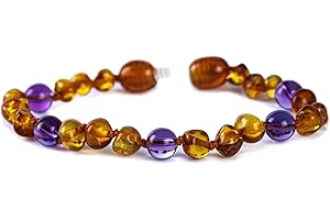 Baby J's - Coloured Bracelet/Anklet - Premium Amber Bracelet - Handcrafted with 100% Baltic Amber - Fitted with a Safety Screw Clasp - Knotted to Prevent Scattering