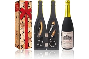 ZBPASL Weinflasche Geformt Korkenzieher Set,Weinöffner,Wein Sommelier Sets mit Flaschenöffner,Weinverschlüsse,Weinzubehör Geschenkset (Black 01)