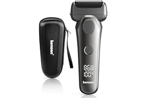 KENSEN Rasoio Elettrico Barba, Corpo Wet&Dry IPX7 Impermeabile 360° Flex Rasoio con Display LED,ENSEN S20 Afeitadora
