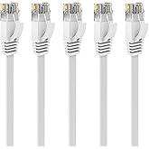 Ercielook Cat 6 Ethernet Cable Flat 0.5m RJ45 for Router, 5 Pack | High speed, compatible with modem, PS4/5, Xbox. Stable and