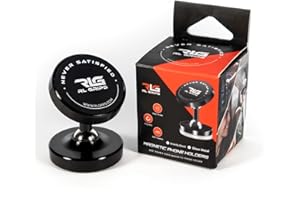 RLG RL GRIPS RL Grips® Support Magnétique pour Gym avec Double Aimant - Support pour Téléphone Portable avec Rotation à 360° et 2 Autocollants Métalliques - Support de Téléphone (Noir)