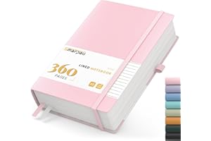 Smarpau 360 Pages Notebook A5 - Leather Lined Journal Notebook with 100gsm Thick Paper, College Ruled Journals for Women Men Writing School Office, 14.5 x 21cm - Pink