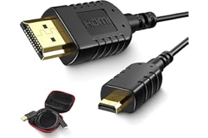 FOINNEX Cable Micro HDMI a HDMI 1M, Flexible y Delgado Cable Micro HDMI a HDMI Ultra Thin Compatible para Gimbal, GoPro Hero, Canon Camera, Soportes Ultra HD 4K@60Hz, 2K, 3D, Ethernet, ARC, HDR