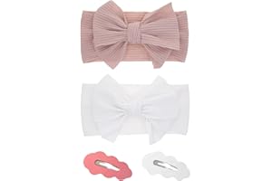 Bandeau Bebe Fille,Bandeau Bebe,Bandeaux pour Bébé,Bande Cheveux Bebe,Bandeau Cheveux Arc Bebe Fille Bandeaux Accessoires,avec 2 Pinces à Cheveux Mignonnes,pour Bébé Enfant