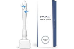 Derma- Sell Derma Stamp Ajustable 0-3.0mm SWORCHI Dermapen Profesional Derma Roller Cabello Microneedling 140 Titanio Agujas Dermastamp para el Cuidado Facial del Cabello Hombres y Mujeres