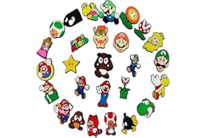 Fancico Mario Zestaw 27 zawieszek do butów, różne dekoracje, dla młodzieży i dorosłych, chodaki, akcesoria na imprezę, prezent