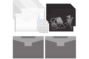 Rangement Dies Scrapbooking 46Pcs, OctBird 20 Poches de Rangement pour Matrices avec 20 Feuille Aimantée, 6 Feuille d'étiquettes Pochette Sac pour Scrapbooking Transparent Rangement Tampon et Dies