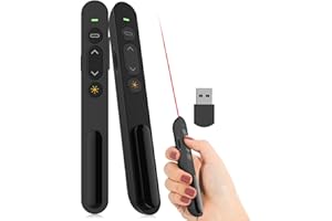 AUTOYET Presentation Clicker, Wireless Presenter Remote with Red Light, Hyperlink, Volume Control - 2.4GHz PowerPoint Clicker for Classroom, Lecture Hall, Conference Room, Exhibition Hall (1PCS)