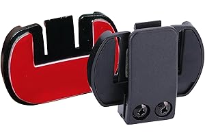 QSPORTPEAK Accesorios de Moto, Clips de intercomunicación de Casco para V6 Series（V6/V6 Pro/V6 Plus）y V4,1 pc Fieltro Clip Adhesivo y 1 pc Soporte Clip de Montaje,Negro