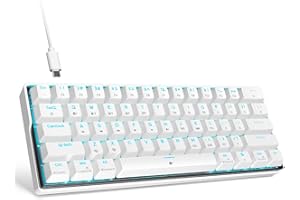 KEMOVE K61SE Tastiera Gaming Meccanica, 60% Cablata tastiera Con Clicky Blue Switch, ultra-compatto 61 Tasti, anti-ghosting, 15 modalità RGB per PC, laptop-US Layout, Bianca