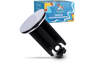 ABFLUSSHELD Bouchon de lavabo 40 mm – Bouchon de vidange en acier inoxydable réglable en hauteur – Bouchon de vidange avec joint – Bouchon universel pour lavabo – Bouchon d'évier – Bouchon excentrique