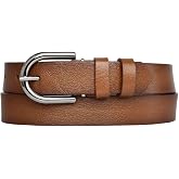 100% Genuine Leather Black Slim Women's Belt with Nickel Buckle, 3cm; 3cm-KDN-21-Black.FLAT
