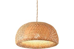 B·LED BARCELONA LED BARCELONA LED - Lámpara colgante de mimbre Hanna. Estilo Boho Rústica – Pantalla artesanal natural, Cable ajustable de Cuerda – Lámpara colgante para isla cocina, dormitorio, comedor o salón