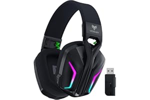 WESEARY WG1 Cuffie Gaming Wireless, 2,4 GHz Cuffie Gaming con Microfono per PS5, PS4, PC, Switch, Mac, Mobile, Cuffie PS5 con Stereo 7.1, Cuffie Bluetooth Over Ear con Luce RGB, Batteria da 50 Ore