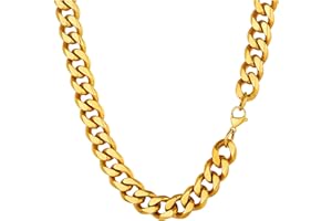 PROSTEEL Collier Homme Chaîne Cubaine Femme en Acier Inoxydable/Plaqué Or, Chaîne Collier 3mm/6mm/9mm/12mm - Longueur de 36cm/46cm/51cm/55cm/61cm/66cm/71cm/76cm