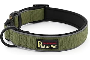 Plutus Pet Tactical Dog Collar, Reflective, Adjustable Heavy Duty Dog Collar, Soft Padded and Comfortable, for Small Medium and Large Dogs (Ranger Green, S)