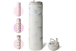 BOTTLEBOTTLE Bottle Bottle Insulated Water Bottle 24oz with Straw Lid and Handle for Sports Travel Gym Stainless Steel Water Bottles Double-Wall Vacuum Metal Leak Proof BPA-Free (bling bow)