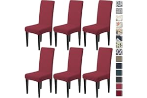 Dioxide Coprisedie con Schienale 6 Pezzi Elastico, Copri Sedia da Cucina Tessuto Confortevole,Universali Coprisedia Elasticizzati, Moderno Fodera Sedia per Soggiorno,Cucina,Casa (Rosso)