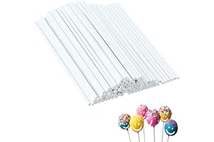 BSTHP Bastoncini per lecca-lecca, 100 bastoncini di carta per divertenti lecca-lecca, bianchi