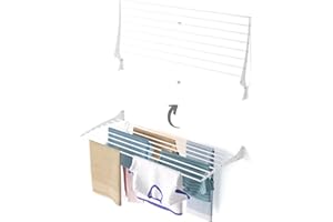 foxydry Fold, Stendino da parete, stendibiancheria da muro richiudibile da balcone da interno o esterno in Alluminio e Acciaio (1x 116 cm)