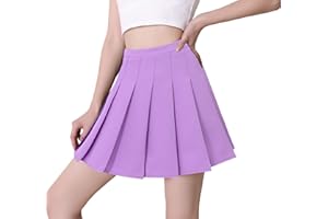 HOEREV Donne Ragazze Svasato Casual Mini Scuola Tennis Skater Casual Gonna Danza con Due Tasche Laterali e Pantaloncini Interni