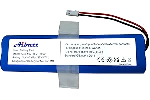 Aibatt Batterie de rechange, 37,44 Wh, compatible avec Medion MD 18500, 18501, 18600 Aspirateur Home Cleaner (14,4 V, 2600 mAh, Li-Ion)