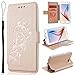 Produktbild SMART LEGEND Lederhülle für Samsung Galaxy S6 Ledertasche Hülle Gold Drucken Weinstock Muster Schutzhülle Premium PU Leder mit Handschlaufe Flip Case Protective Cover Innere Weiche Silikon Bookcase Handy Tasche Schale mit Kartenfächer Magnetverschluß Standfunktion Etui