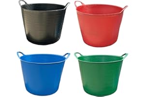 GARD N TOOL 4 x 42 LITRE FLEXI BASKET -LARGE TUB -GARDEN -CONTAINER -FLEXIBLE STORAGE BUCKET - RANDOM COLOUR ASSIGNED