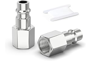 GASHER 2PCS 1/4 Inch Air Line Connectors, 1/4" BSP Female Thread Euro Airline Hose Compressor Fittings, Quick Connect Air Coupler Air Hose Fittings,Air Plug