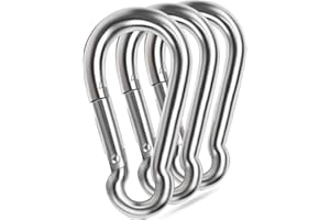 EKUNBUY Large Spring Snap Hooks, 304 Stainless Steel Carabiner Clip Heavy Duty Rope Connector Link Buckle 1/2 3/8 Clip for Gym Equipment Hammock Swing
