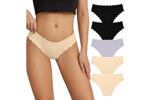 SHARICCA Bielizna damska, bezszwowe majtki, rozciągliwe, hipsterskie, brazylijskie, niewidoczne, miękkie majtki, paski, bikini, majtki dla kobiet, 5 sztuk