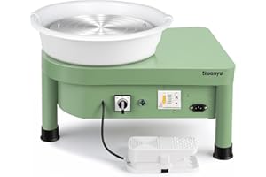 Huanyu 30cm Töpferscheibe mit Fledermaus-System 350W Elektrische Töpferscheibe für Erwachsene und Anfänger Professionelle Töpferscheibe mit Töpferwerkzeugsatz (Grün)