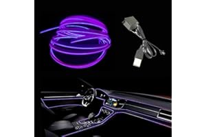 Balabaxer USB EL Wire Violett，5M/16.4FT Flexible Neonlichtröhre DC 5V Neonröhre Lichter Auto Innenverkleidung Lichtleiste für Innenverkleidung Gap Dekorative……
