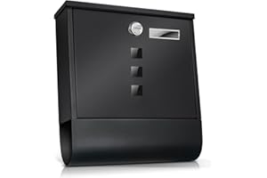 ‎TÄGA TÄGA 2214 Design Letter Box Anthracite with Newspaper Compartment, Name Plate, Viewing Window, Powder-Coated Stainless Steel, Lockable, 2 Keys