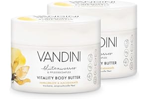 VANDINI Vitality crema corporal con flor de vainilla y aceite de macadamia - crema facial y para el cuerpo para pieles normales a secas - Crema hidratante vegana 2x 200 ml
