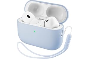 ORNARTO Pokrowiec na Airpods Pro 3 (2025), etui kompatybilne z Airpods 3 Gen, silikonowy płyn premium (twarde wnętrze, nie odkształca się), ze smyczą i narzędziem do zdejmowania, błękitne