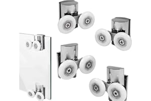 Nicoone Rodillos de Puerta De Ducha De Aleación De Zinc De 23 mm,4 Unidades(2 Superiores + 2 Inferiores)