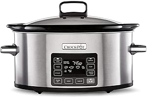 ‎CROCK-POT Crockpot TimeSelect Digitaler Slow Cooker | programmierbares digitales Display | 5,6 L (7+ Personen) | Warmhaltefunktion | energieeffizient | Edelstahl [CSC066]