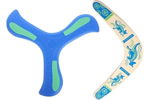 fufupaw Pack of 2 Boomerang, Boomerang, Blue Light Boomerangs and Wooden Boomerangs, for All Ages, Perfect for Outdoor Games, Parties and More