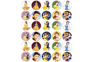 RONNIES-BAKERY-COMPANY 30 decoraciones comestibles para cupcakes de Beauty and The Beast Belle para tartas de cumpleaños