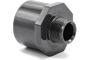Baumaxxe PVC Reducing Sleeve I 50/63 mm x 1 Inch I Adhesive Fitting and Screw Connection I Pipe Sleeve with 2 Connections I Male Thread 1 Inch I bm176